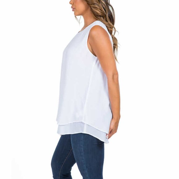 NWT Christina B Womens Sleeveless Double Layered Blouse White Size M $40 3HL96 - Picture 3 of 3
